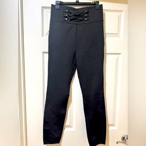 BEBE Black Lace-Up High-Waisted Pants Size M